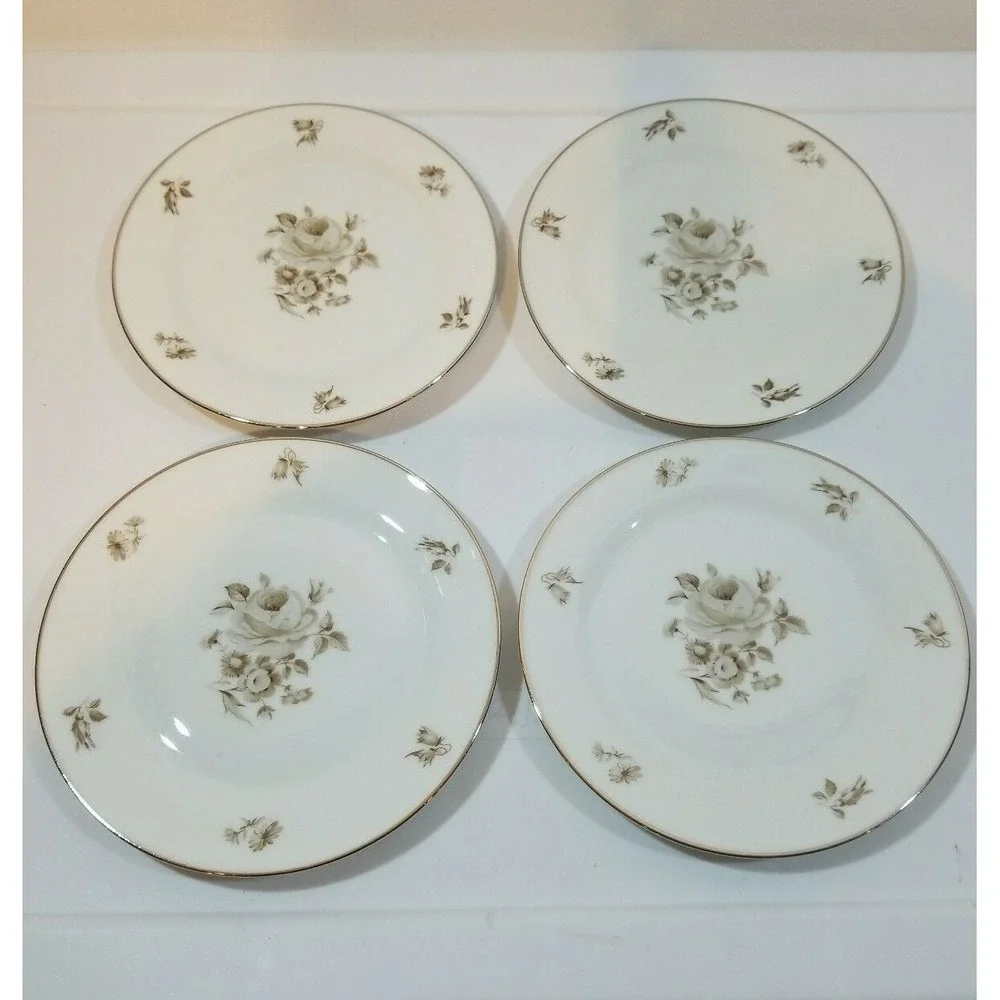Bavaria Tirschenreuth Germany Pasco Newport 4011 Bread Dessert Plates Brown Rose
